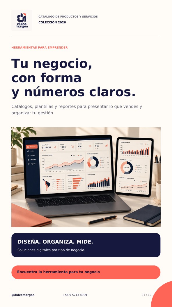 Portada del catálogo de productos y servicios de Dulce Margen